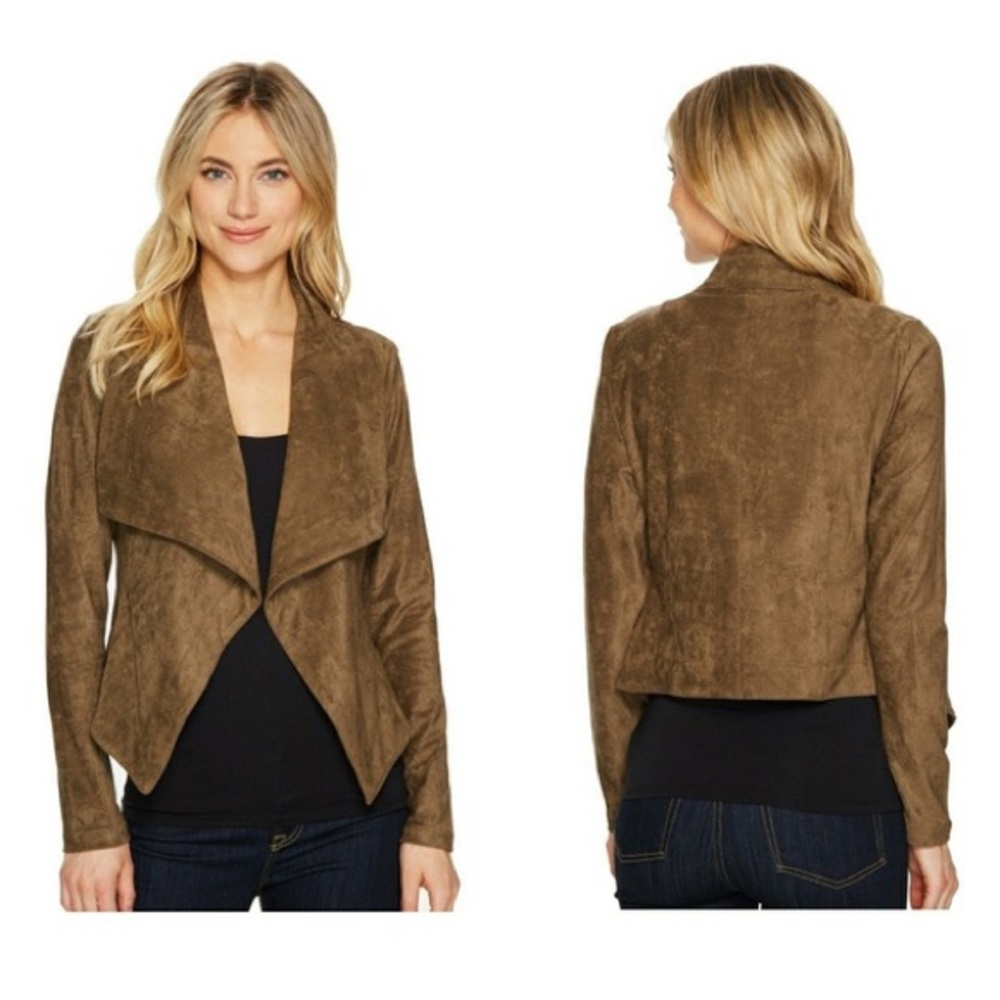 Romeo + Juliet Olive suede drape front jacket